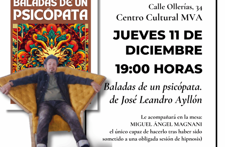 El poeta José Leandro Ayllón presenta en Málaga Baladas de un psicópata, su nuevo poemario