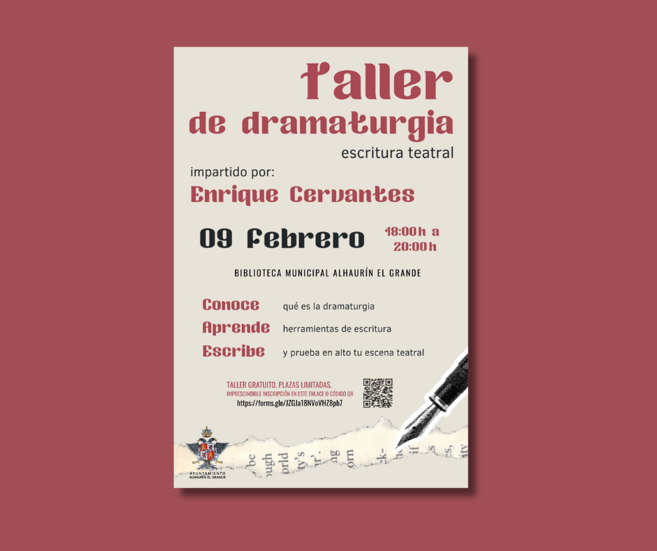 La Delegación de Cultura de Alhaurín el Grande ofrece un taller gratuito de dramaturgia impartido por Enrique Cervantes