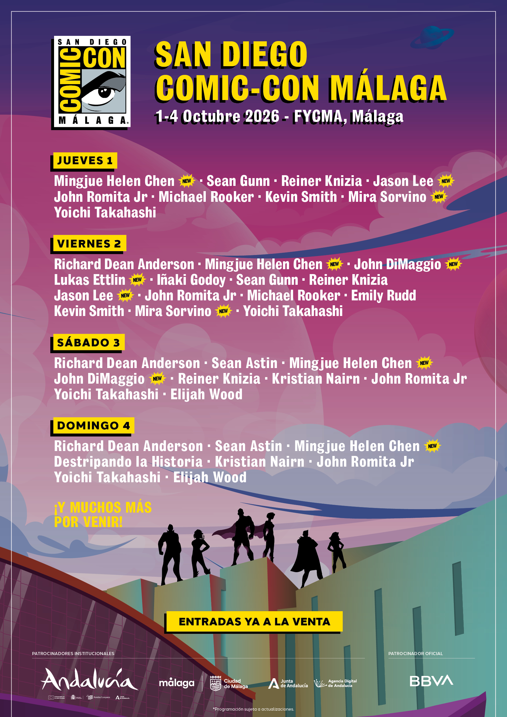 San Diego Comic-Con Málaga confirma la fecha de asistencia de sus primeros invitados